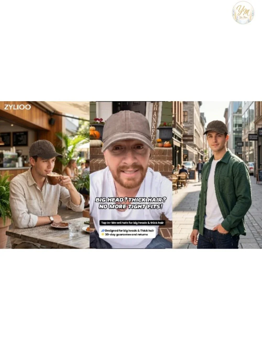 Washed Denim Dad Hat for Big Heads, Adjustable Baseball Cap 100% Cotton